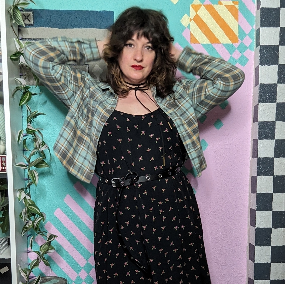 90s floral grunge handkerchief hem maxi dress